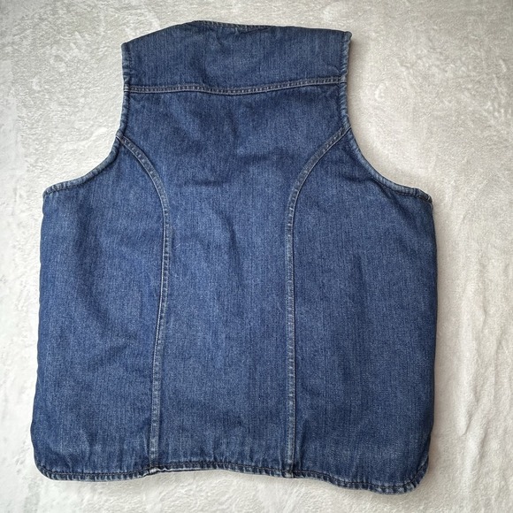 Vintage Wrangler No-Fault Denim Vest Sherpa Lined Mens Large Blue Jean Western‎ - Picture 2 of 9